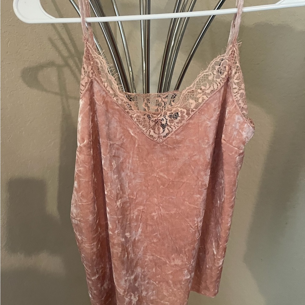 Forever 21 Velvet Pink Lace Trim Cami Top